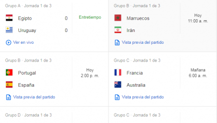 Horarios mundial Rusia 2018