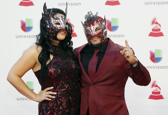 19th Latin Grammy Awards – Arrivals – Las Vegas, Nevada, U.S., November 15, 2018 – Kalisto (R) and Abigail Rodriguez pose. REUTERS/Steve Marcus