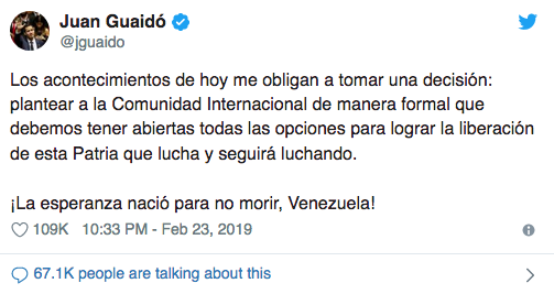 Guaidó: Mi responsabilidad es seguir buscando que ingrese la ayuda humanitaria 2 Captura de pantalla 2019-02-24 a las 15.34.45