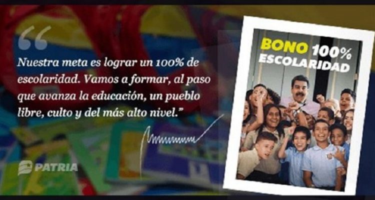 Inició la asignación del Bono 100 % escolaridad a través del Carnet de la Patria 1 Bono