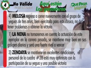 Aquí están los datos hípicos de Qué Pasa para el 5 y 6 nacional 5 4 NO VALIDA 1