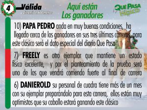 Aquí están los datos hípicos de Qué Pasa para el 5 y 6 nacional 13 4 VALIDA 2