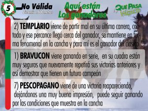 Aquí están los datos hípicos de Qué Pasa para el 5 y 6 nacional 6 5 NO VALIDA 1
