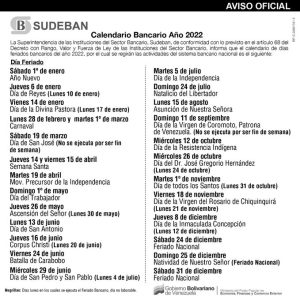 CALENDARIO BANCARIO 2022