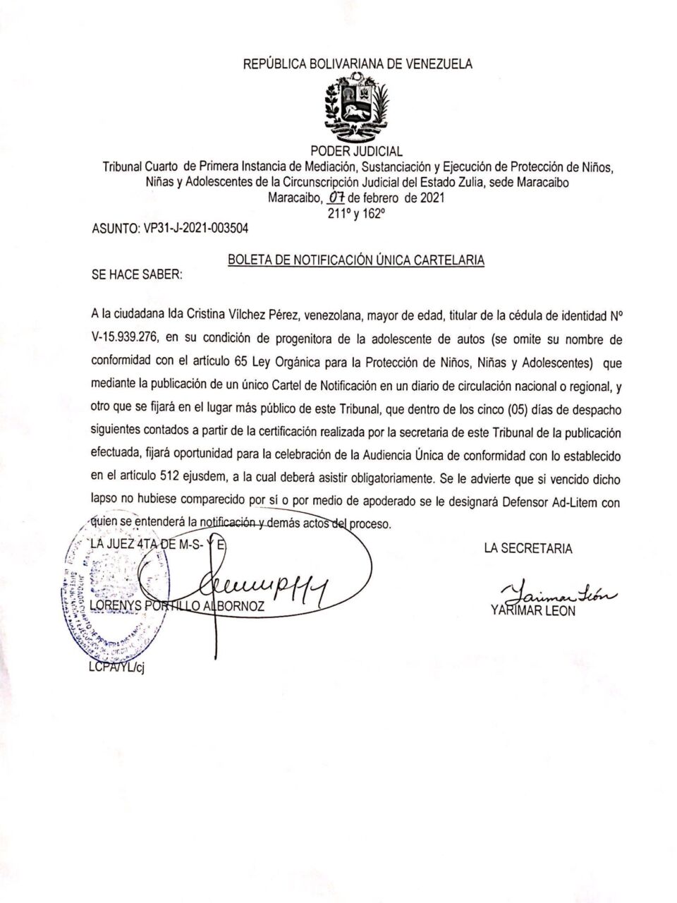 2022 02 14 Notificación a Ida Vilchez Pérez 1 e1644875045182