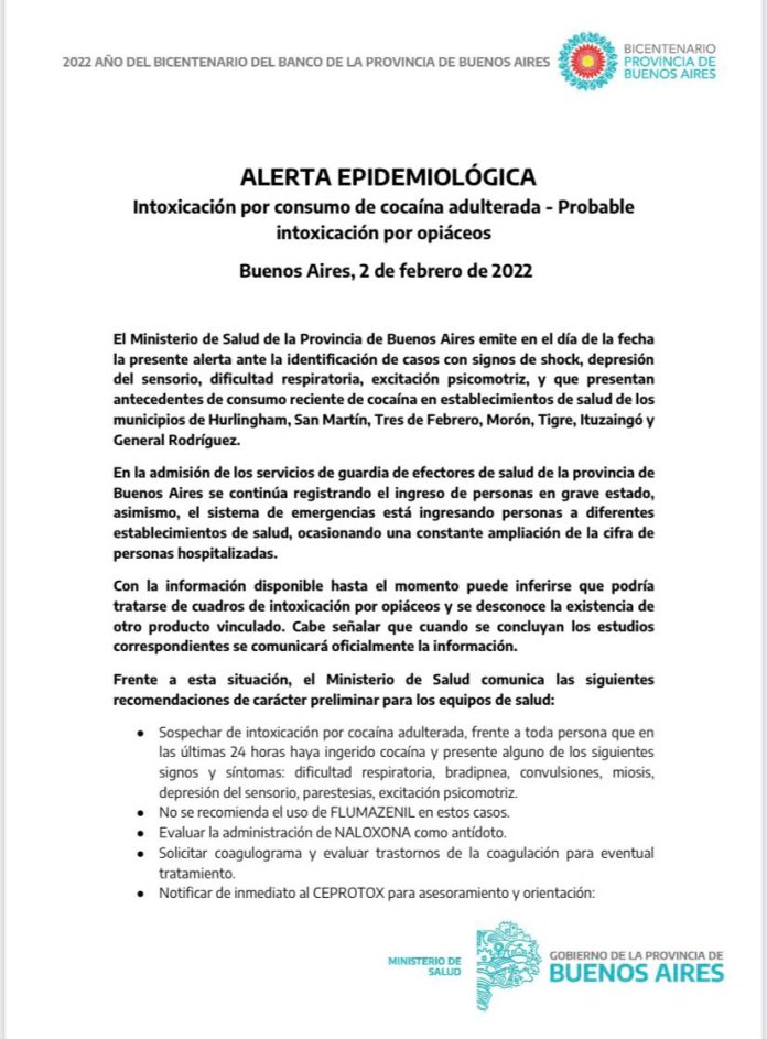 Cocaína adulterada dejó al menos 20 muertos y más de 70 hospitalizados en Argentina 2 Cocaina