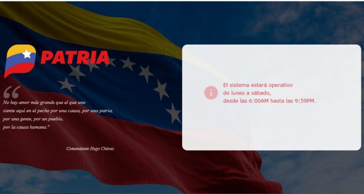 Sistema Patria anunció mantenimiento programado este 4Sep 1 patria