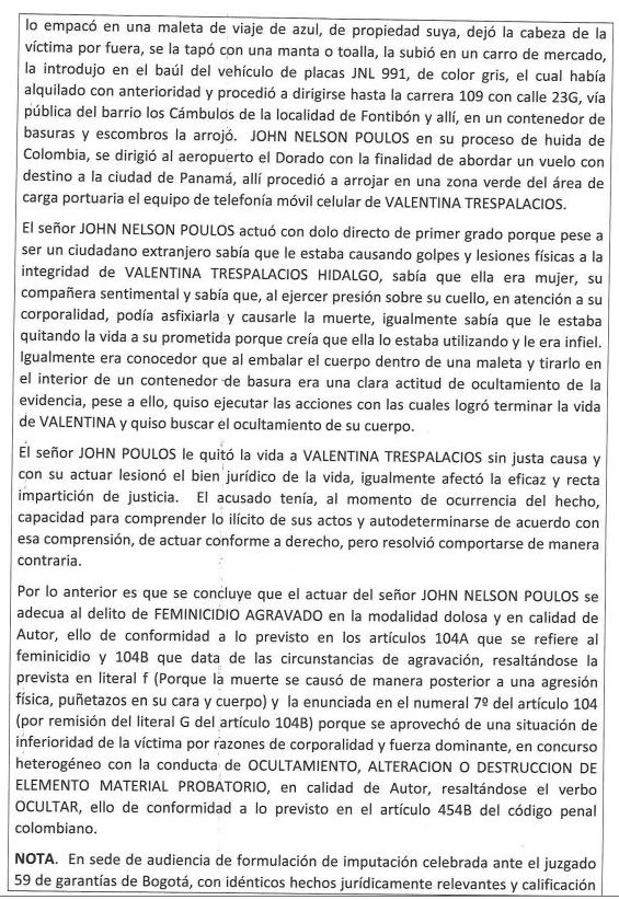 Valentina Trespalacios falleció de «asfixia por estrangulamiento»: escrito de acusación contra John Poulos 4 Caso DJ