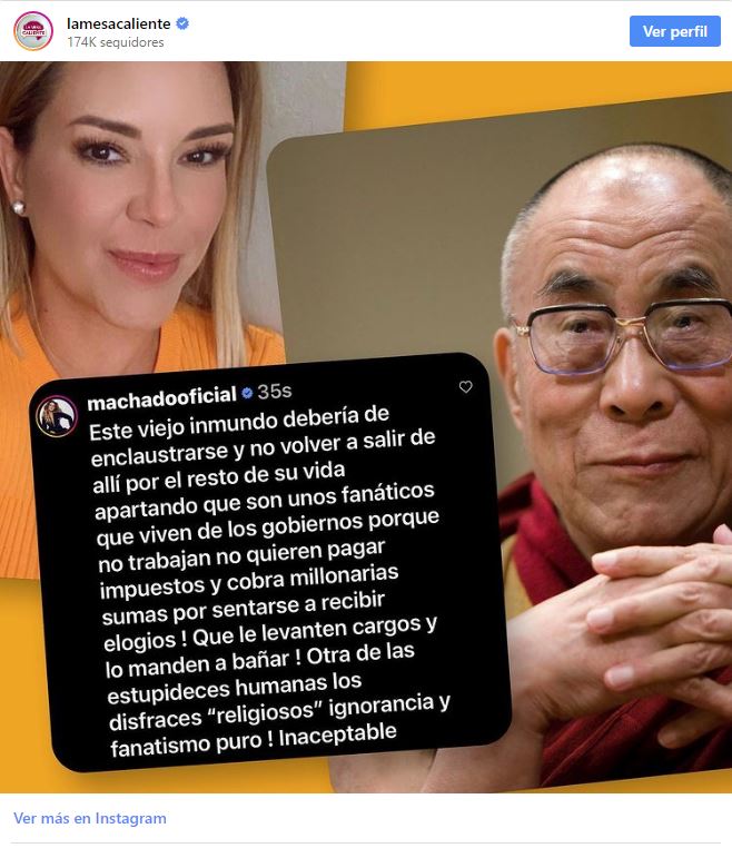 Alicia Machado llamó «viejo inmundo» a Dalai Lama tras decirle a un niño que «le chupe la lengua» 2 Machado