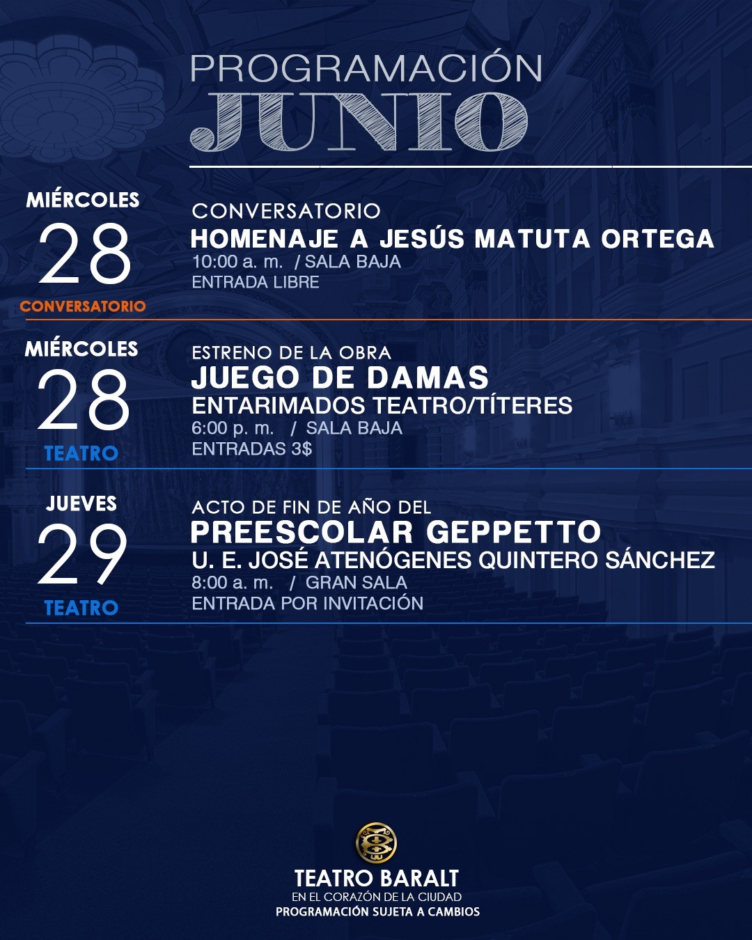 Juego de Damas: Una obra que te transportará a un mundo de emociones (+ Programación del mes) 5 prog baralt4