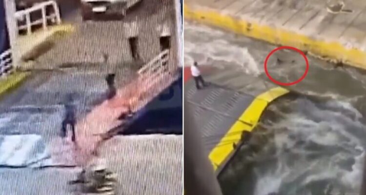 Pasajero lanzado de un ferry en Grecia