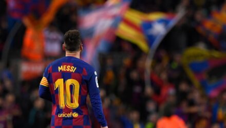 messi banderas hinchas barcelona