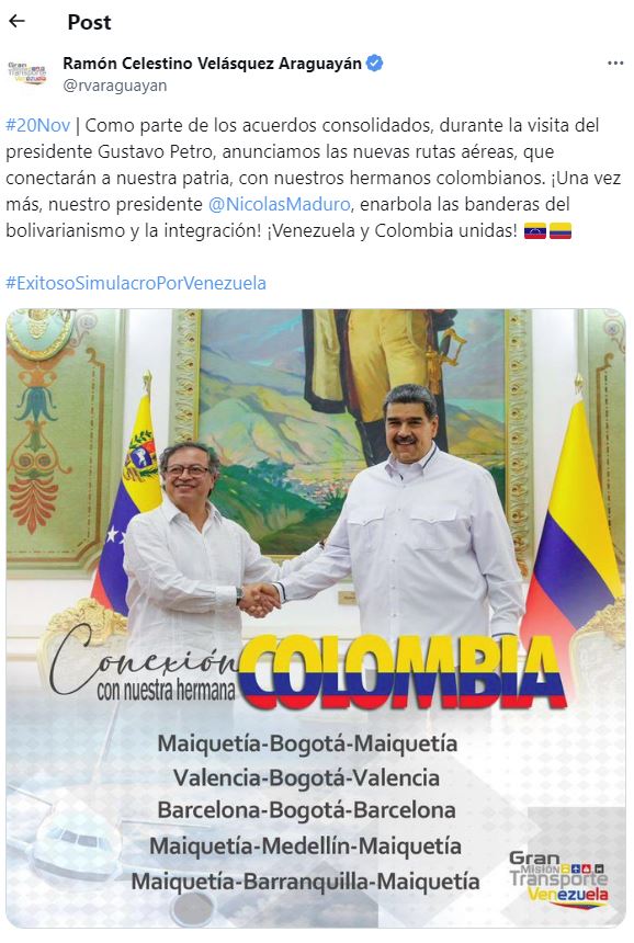 Nuevas rutas aéreas entre Venezuela y Colombia 2 Avion