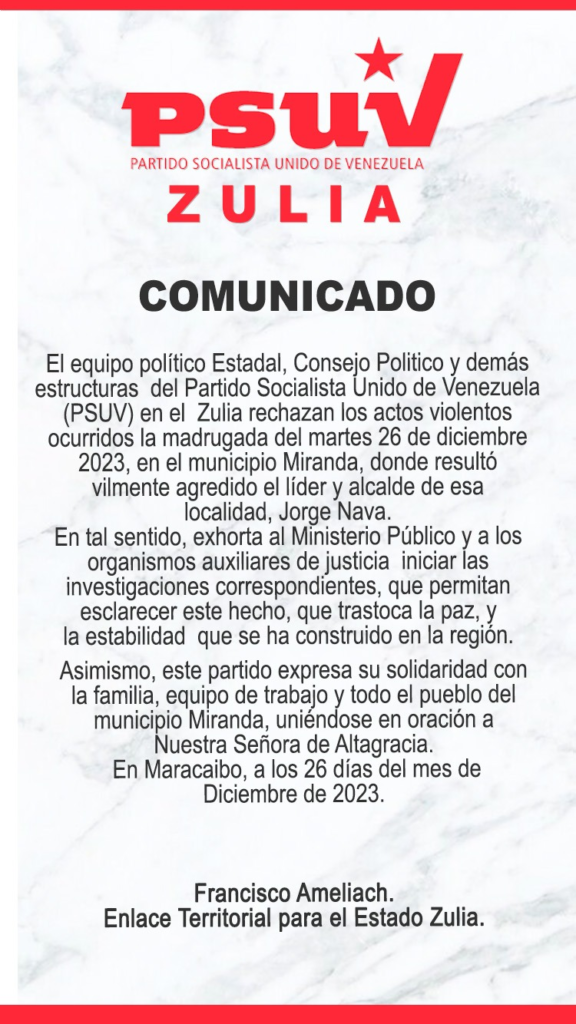 Comunicado PSUV