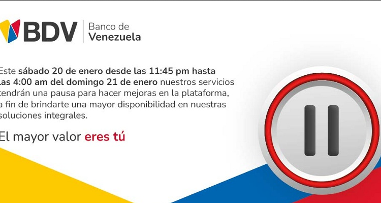 Banco de Venezuela suspenderá sus servicios digitales hoy #20Ene la noche 1 Banco de Venezuela