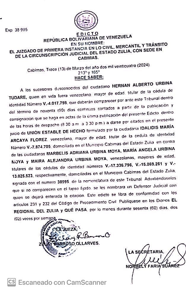 A los sucesores Hernan Alberto Urbina Tudares
