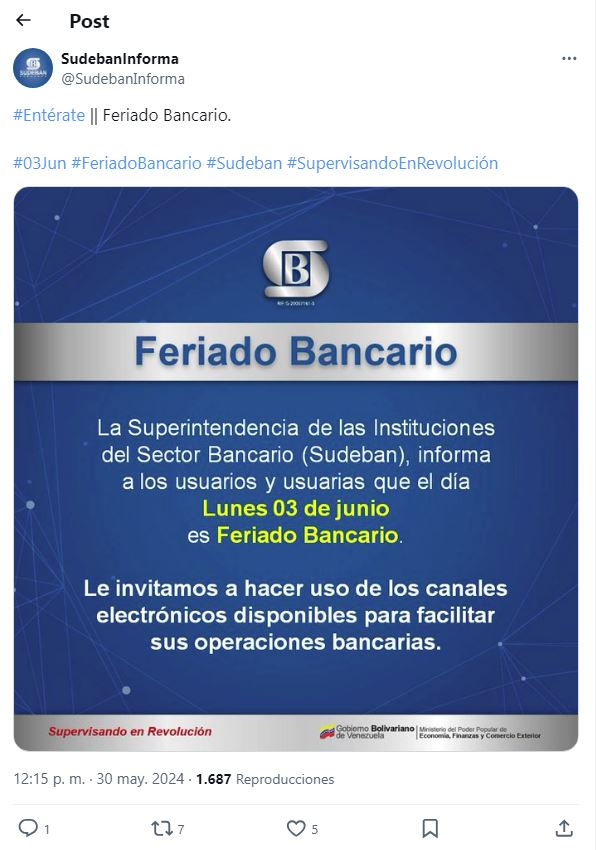 El lunes 3 de junio será feriado bancario 2 Feriado