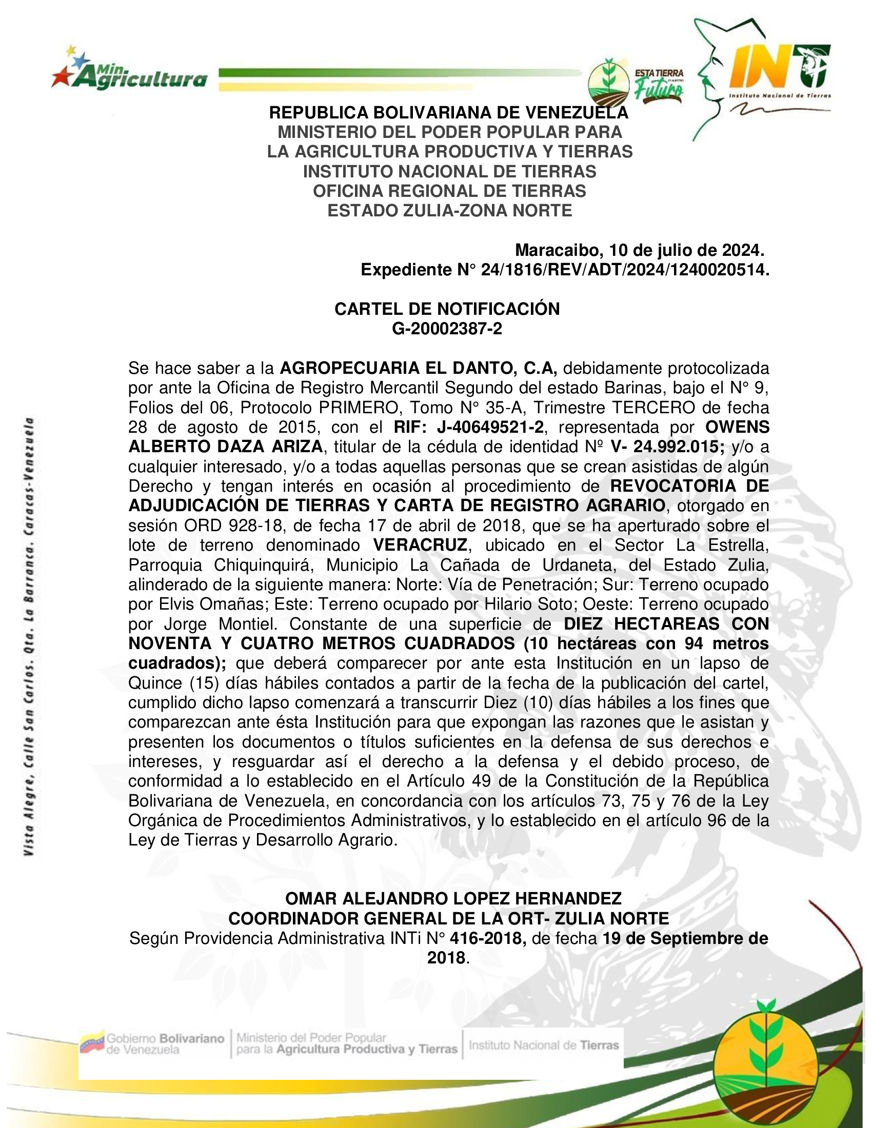CARTEL DE NOTIFICACION VERACRUZ