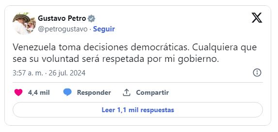 Gustavo Petro aseguró que Colombia respetará cualquier resultado de las elecciones presidenciales en Venezuela 2 Petro 222