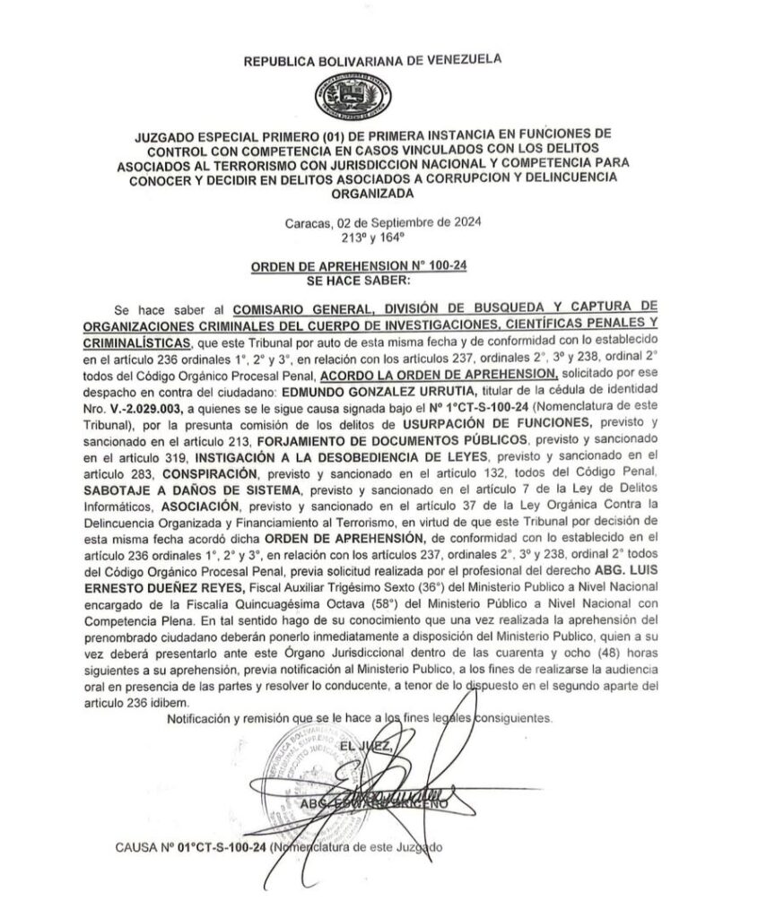 tribunal de caracas aprobo orden de aprehension contra egu por delitos asociados al terrorismo d 157396