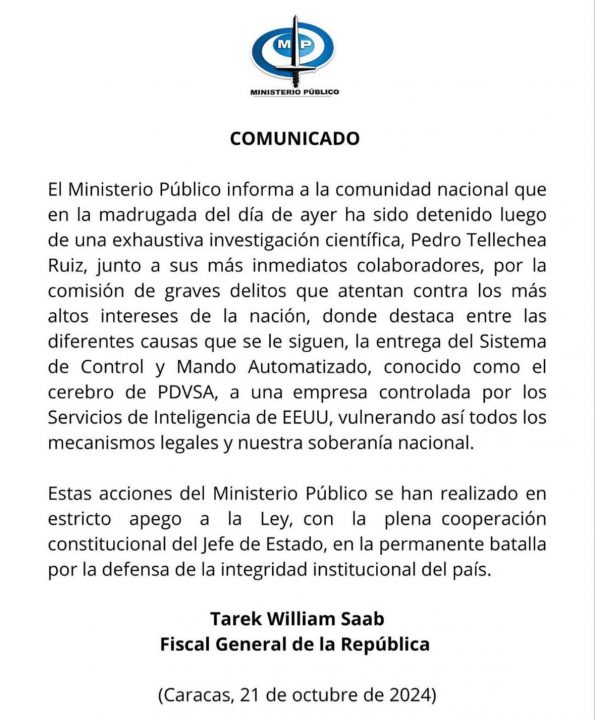 Comunicado fiscalia