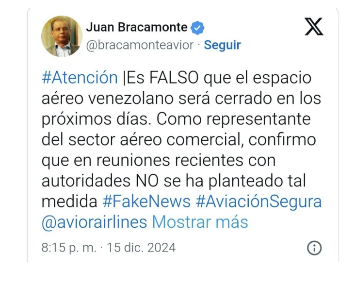 Fuentes aeronáuticas desmintieron el cierre del espacio aéreo venezolano 2 Espacio