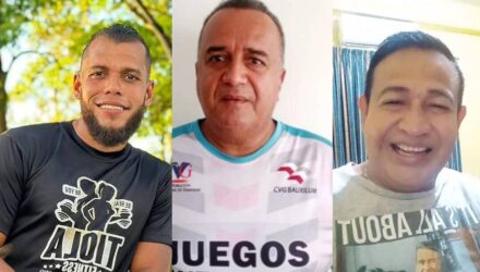 Christian Méndez (Izq.), Rommel Zabala (C) y José Ángel Lepage (Der.)