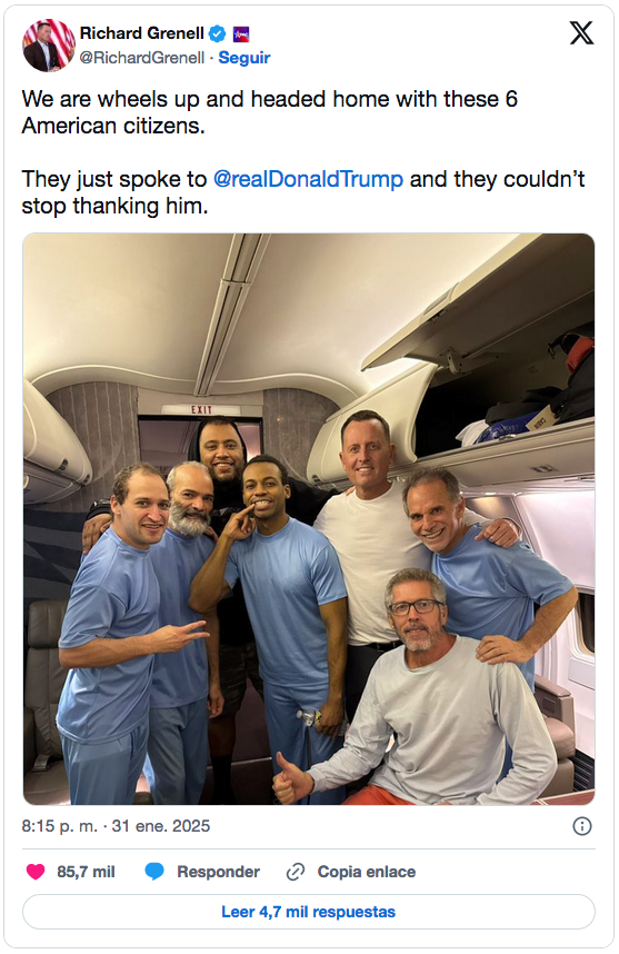 Venezuela entregó seis gringos detenidos luego de la reunión del Presidente Maduro con el enviado de Trump 2 Captura de pantalla 2025 02 01 a las 9.01.24