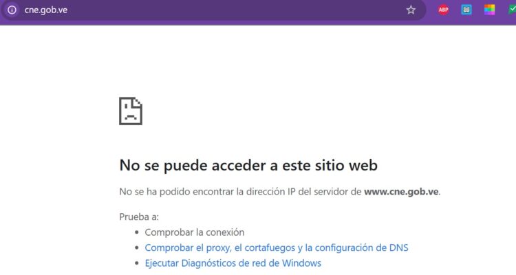 Pagina web del CNE