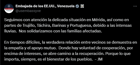 Comunicado de la embajada