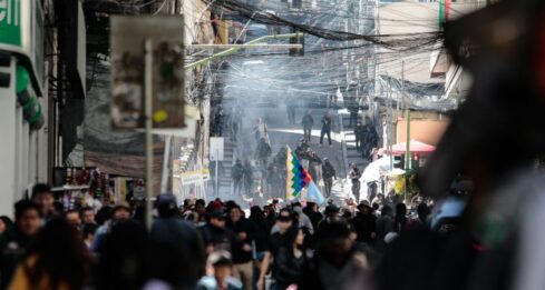 Manifestantes en Bolivia