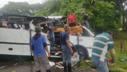 Arbal cae buseta muertos