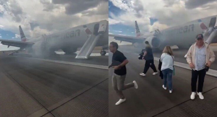 173 pasajeros de avión de American Airlines fueron evacuados de emergencia por incendio 1 Avion incendio