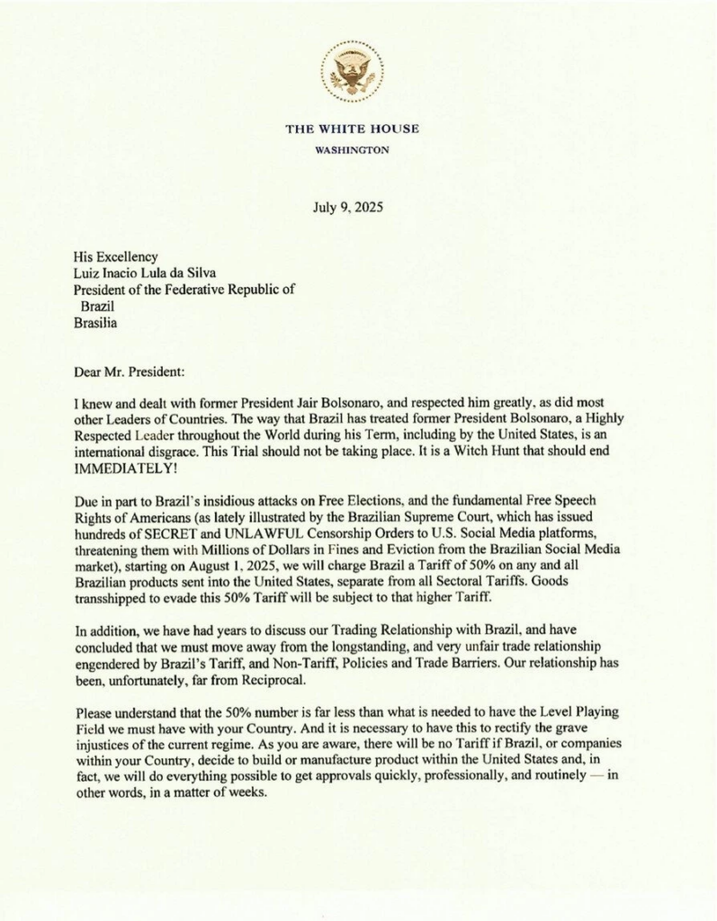 Carta de Trump a Lula