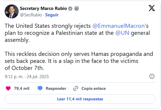Francia reconocerá oficialmente a Palestina como Estado 2 Rubio2