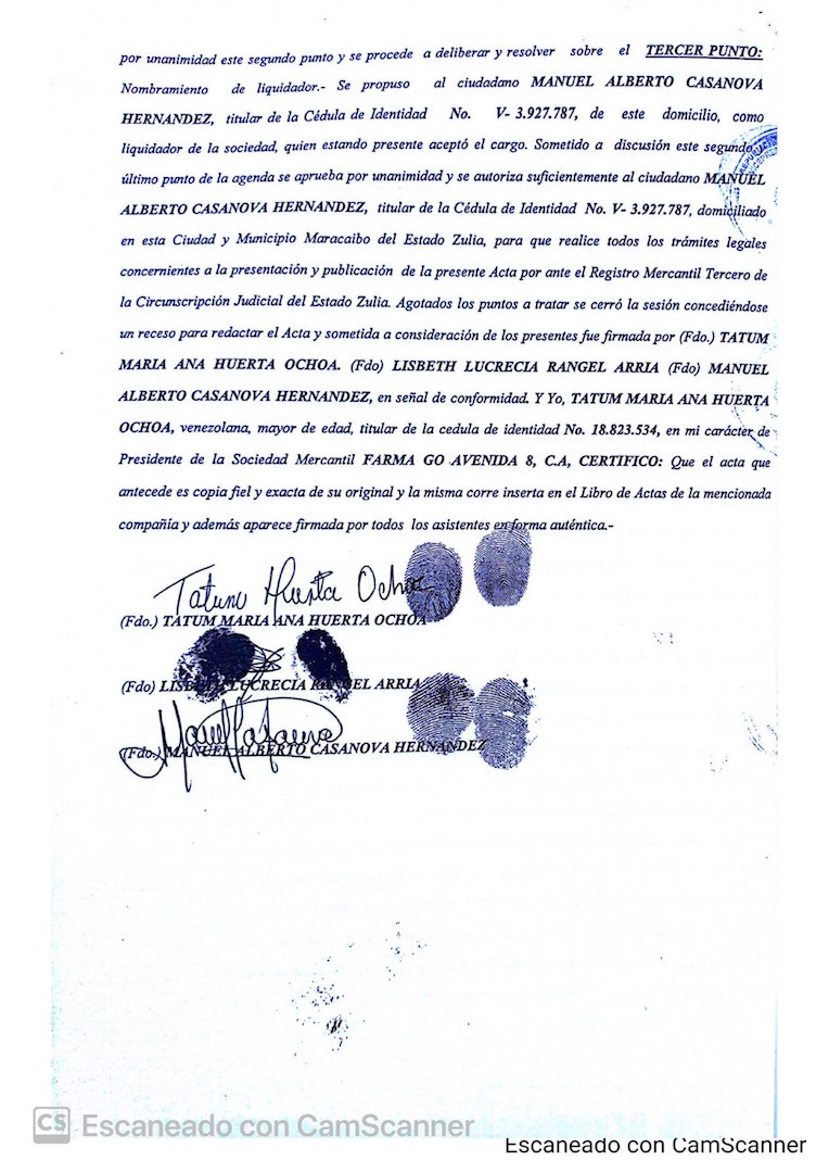 3era. Publicación del Acta de Asamblea General Extraordinaria de Accionistas de Farma Go Avenida 8 C.A. por su Disolución 2 FARMA GO2