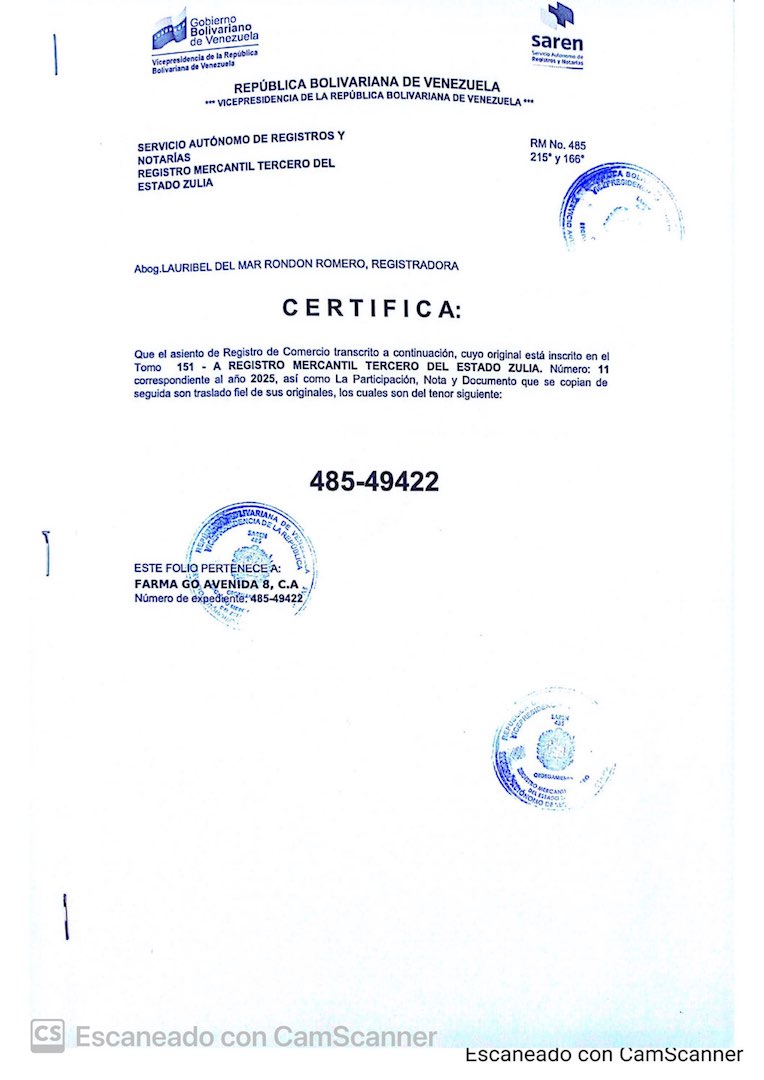 3era. Publicación del Acta de Asamblea General Extraordinaria de Accionistas de Farma Go Avenida 8 C.A. por su Disolución 4 FARMA GO4