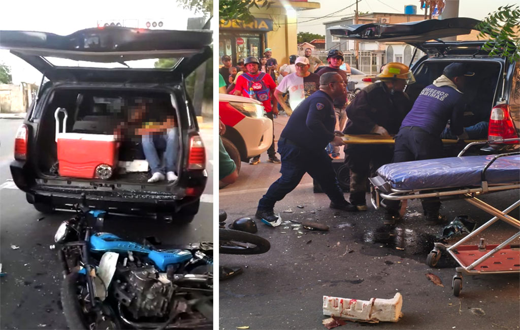 Cabimas: Motorizado impactó contra el vidrio trasero de una Runner y quedó sentado en la maleta 3 Motorizado impacta contra el vidrio trasero de una Runner ABRE