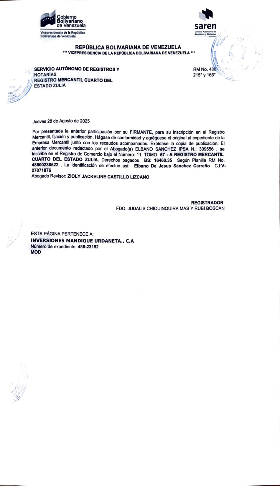1er. Acta de la Asamblea General Extraordinaria de Accionista de Inversiones Mandique Urdaneta C.A: 4 1ERA INVERSIONES MANDIQUE URDANETAC.A4