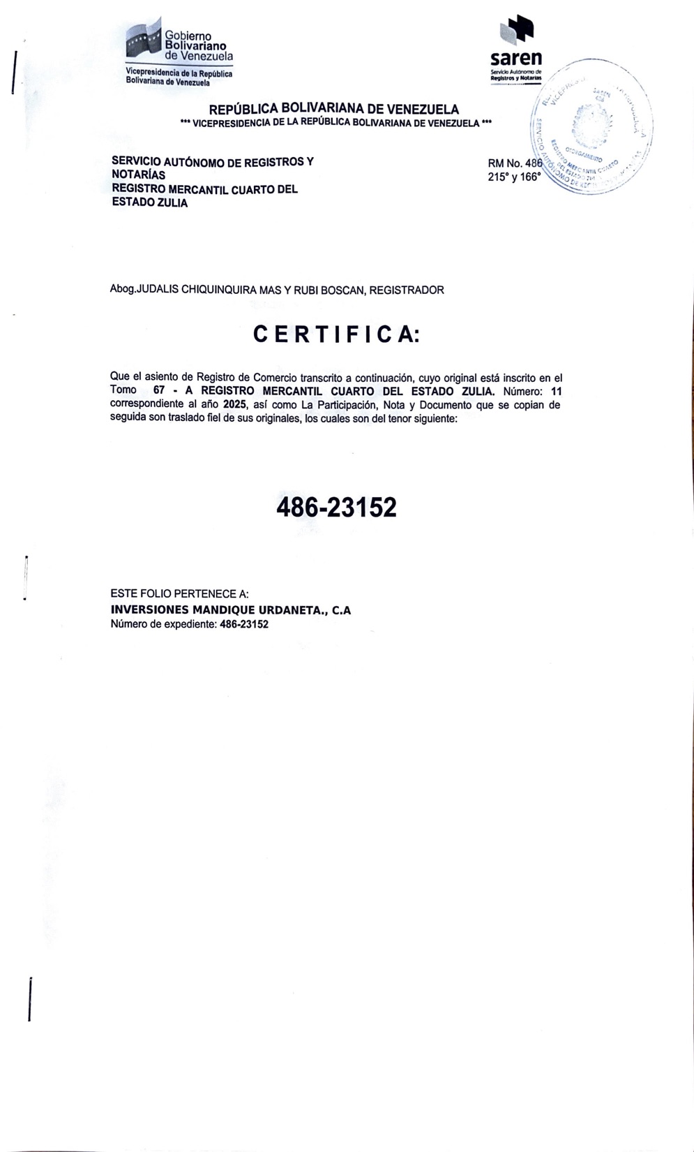 1er. Acta de la Asamblea General Extraordinaria de Accionista de Inversiones Mandique Urdaneta C.A: 5 1ERA INVERSIONES MANDIQUE URDANETAC.A5
