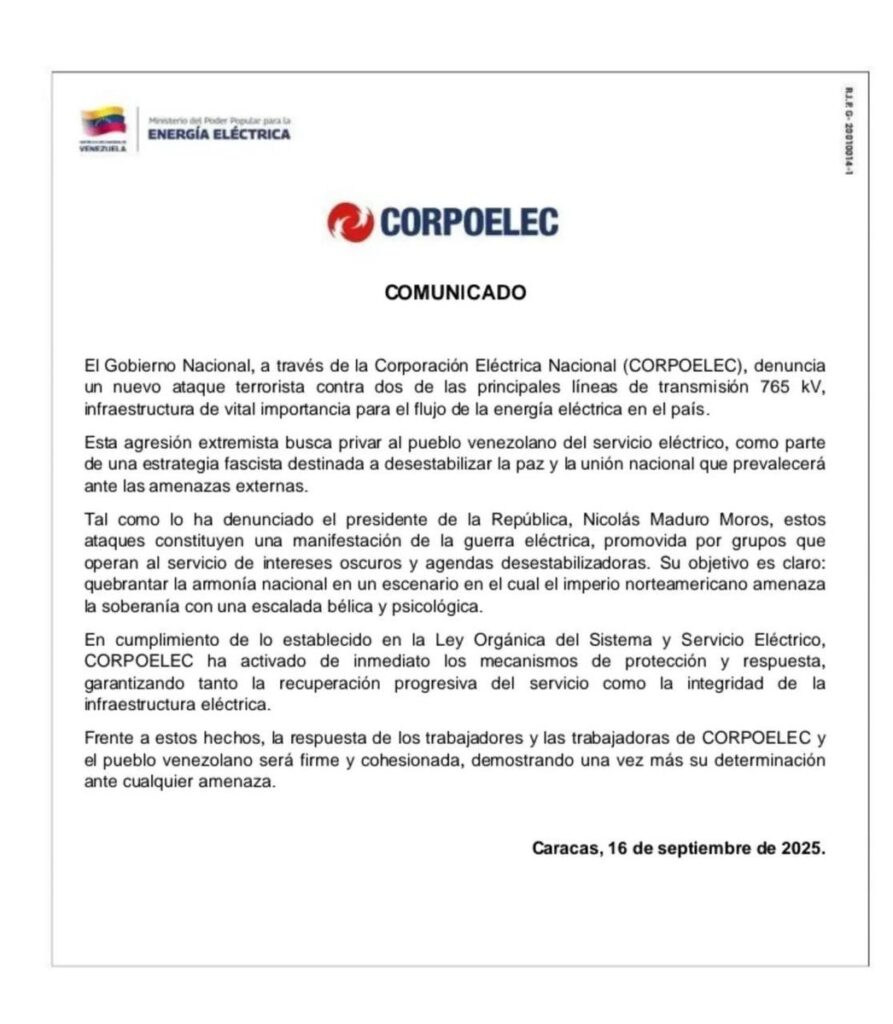 Corpoelec comunicado