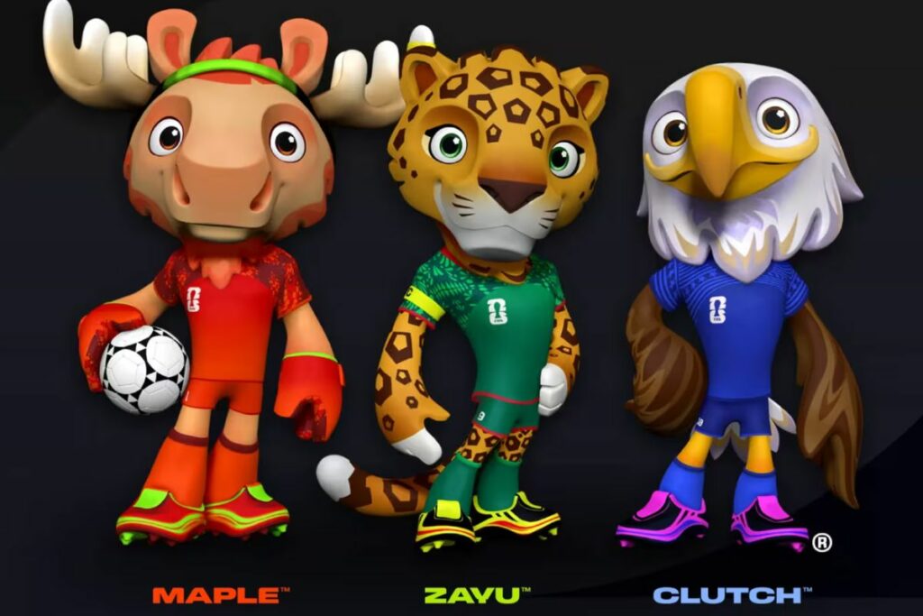 Maple un alce canadiense Zayu un jaguar mexicano y Clutch un aguila estadounidense son las mascotas del Mundial 2026 1024x683 1