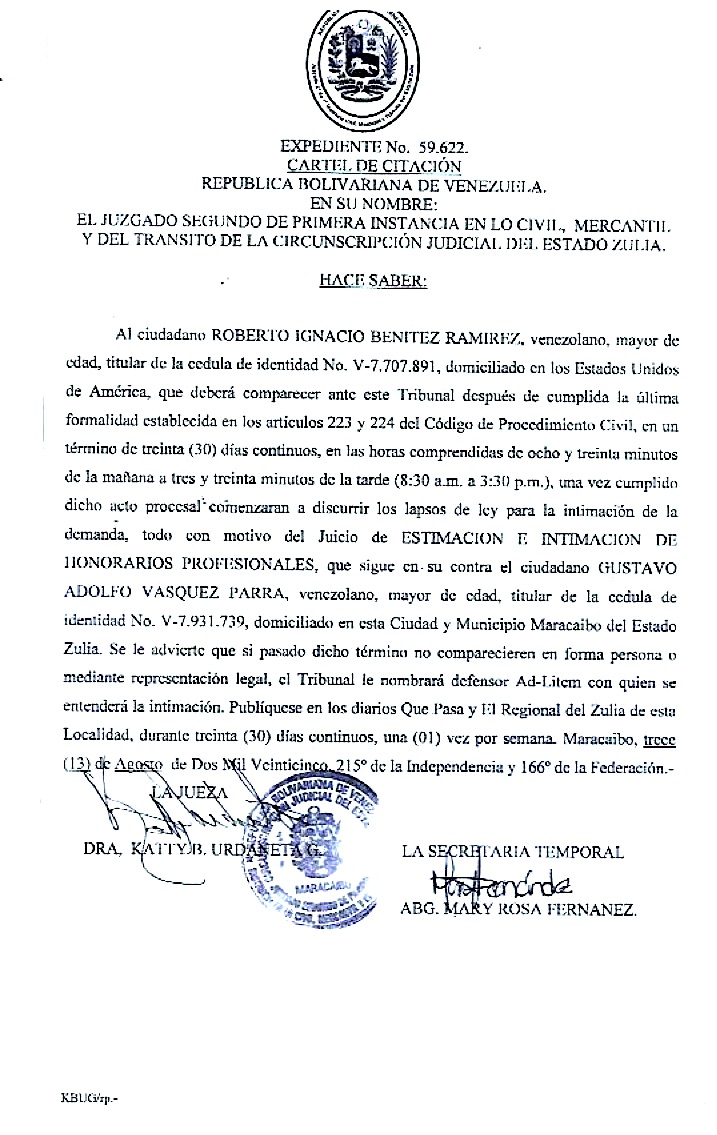 PUBLICACION 4 UNA SEMANAL ROBERTO BENITEZ AURIMARI