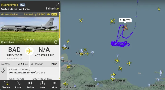 Dos bombarderos de EE. UU. fueron detectados cerca de costa venezolana 2 Bombarderos