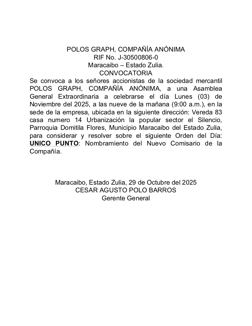 CONVOCATORIA DE POLOS GRAPH