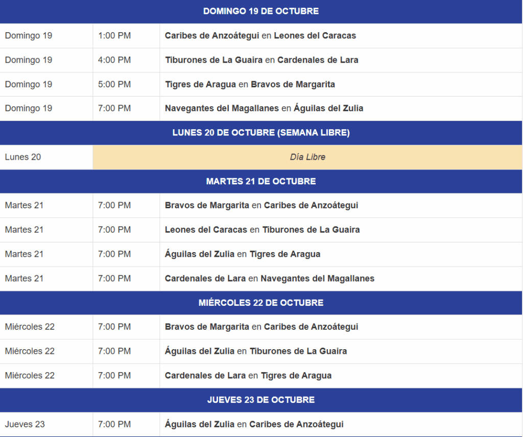 LVBP anunció detalles de la venidera temporada 2025-2026 3 Calendario 2