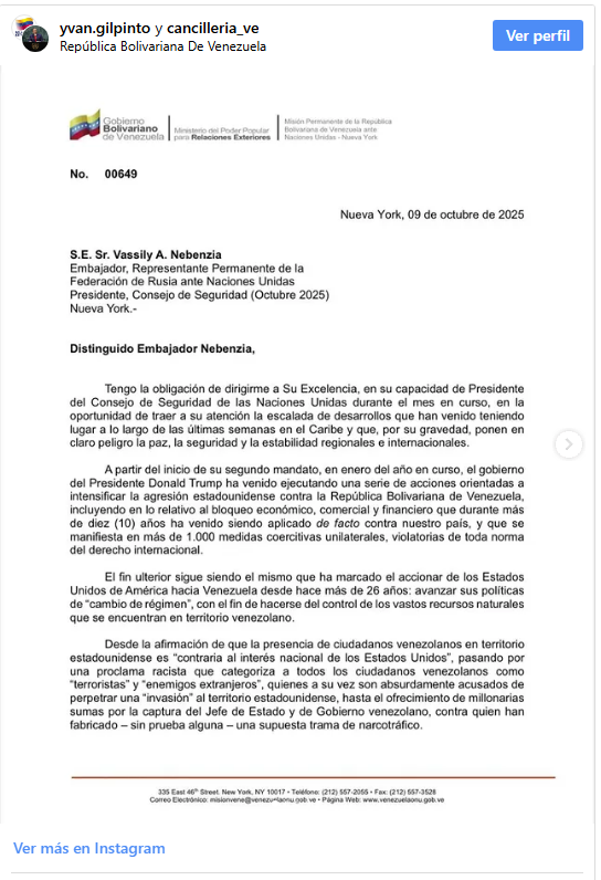 Comunicado de Yvan Gil
