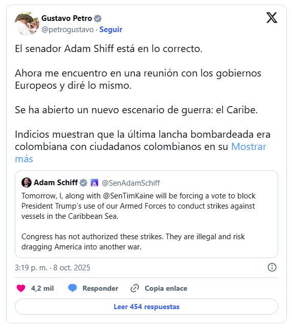 Petro: indicios muestran que la última lancha bombardeada por EE. UU. en el Caribe «era colombiana» 2 Gustavo P
