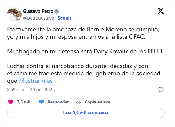 Estados Unidos sancionó a Gustavo Petro por presuntos vínculos con el narcotráfico 2 Petro sancion