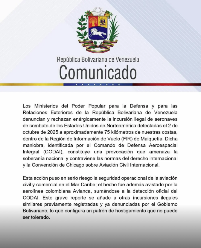 Venezuela denunciará en la ONU incursión de aviones de EE. UU. cerca de sus costas 2 Republica